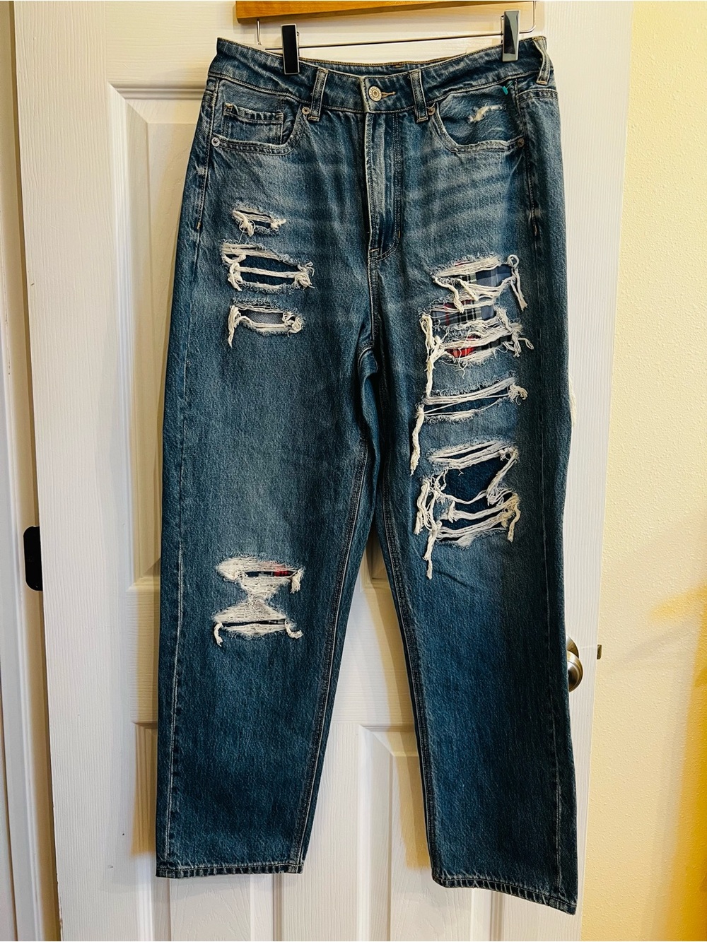 American Eagle Outfitters Distressed Dark Blue Boyfriend Jeans